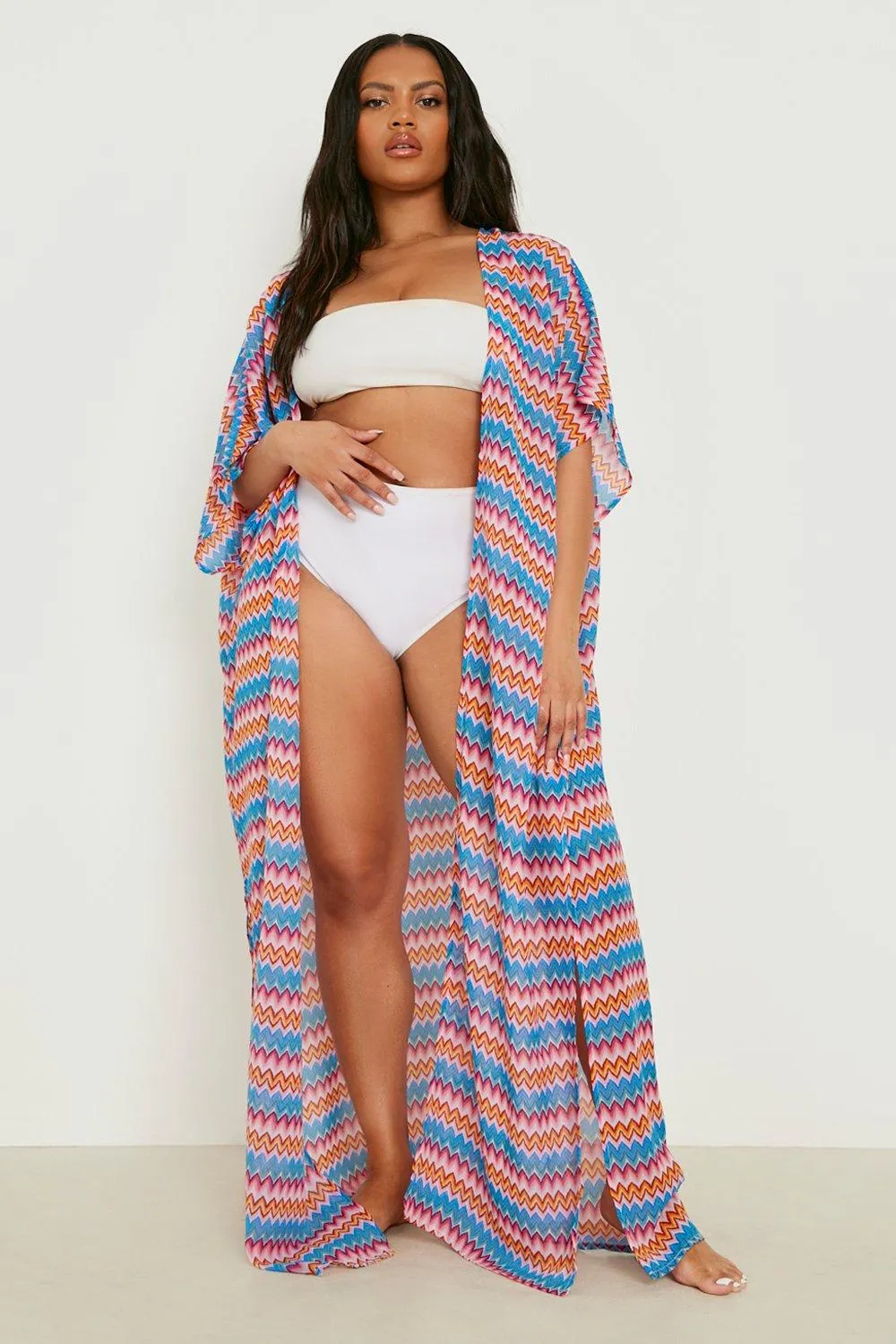 Plus Zig Zag Beach Kimono