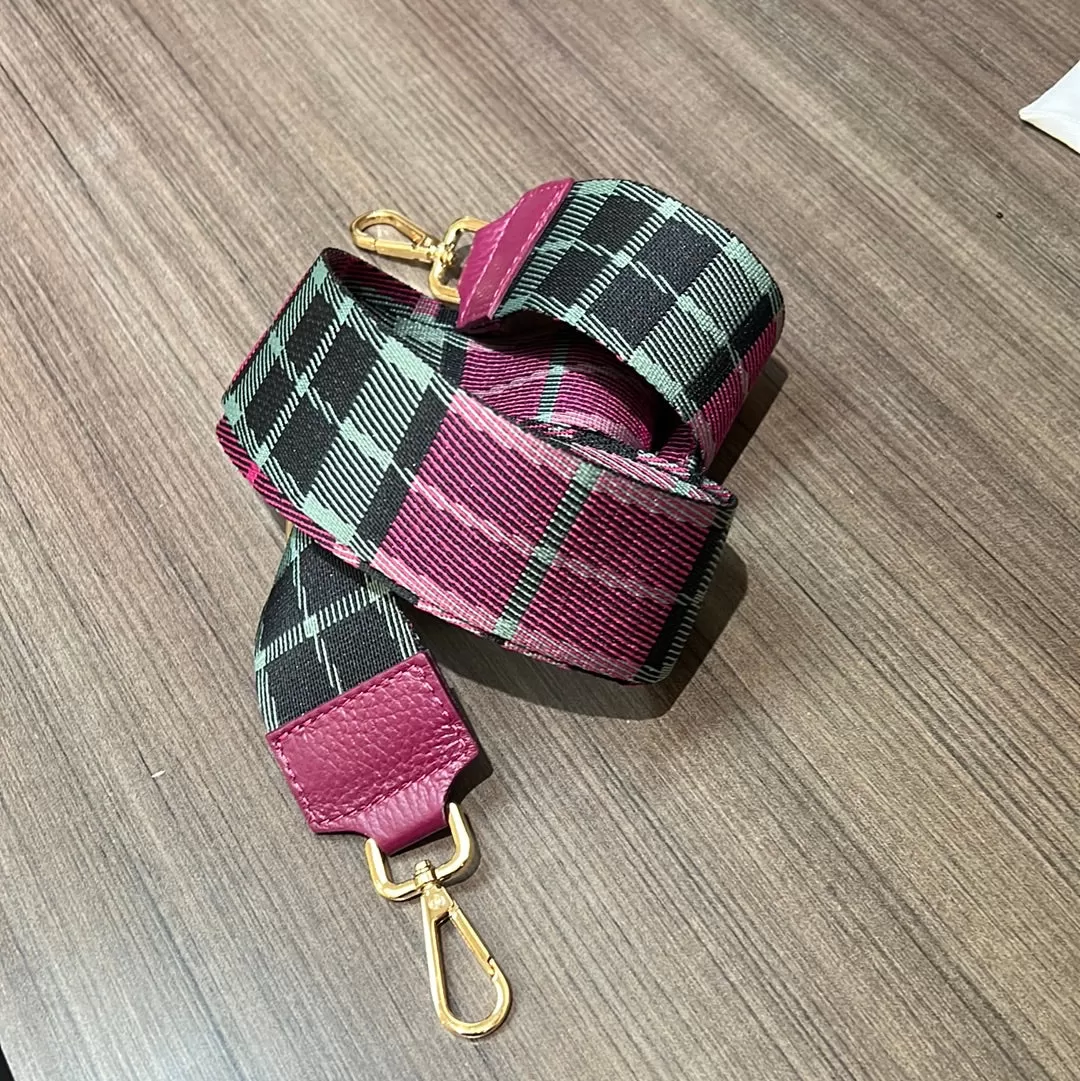 Purse Strap Green & Burgundy Plaid | Yula