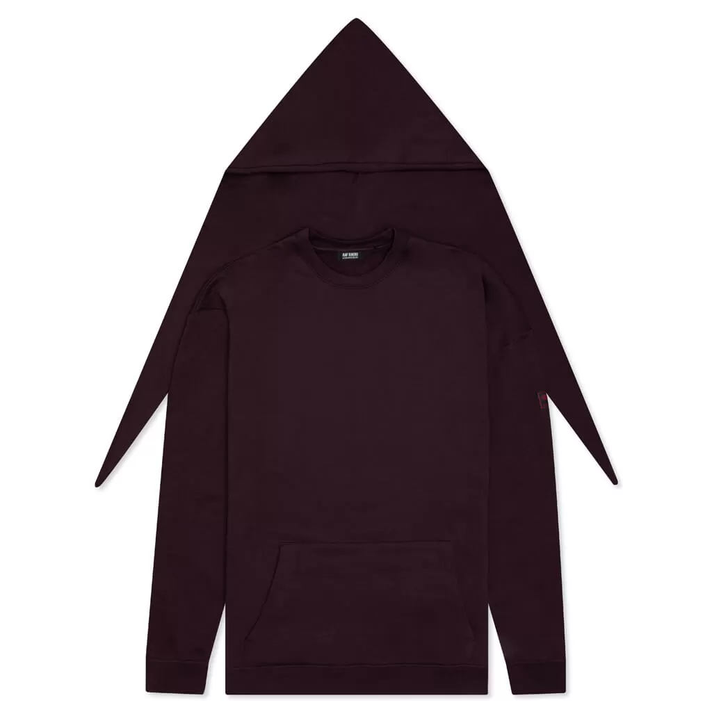 Regular Fit Hoodie with Knot Hood - Dark Aubergine