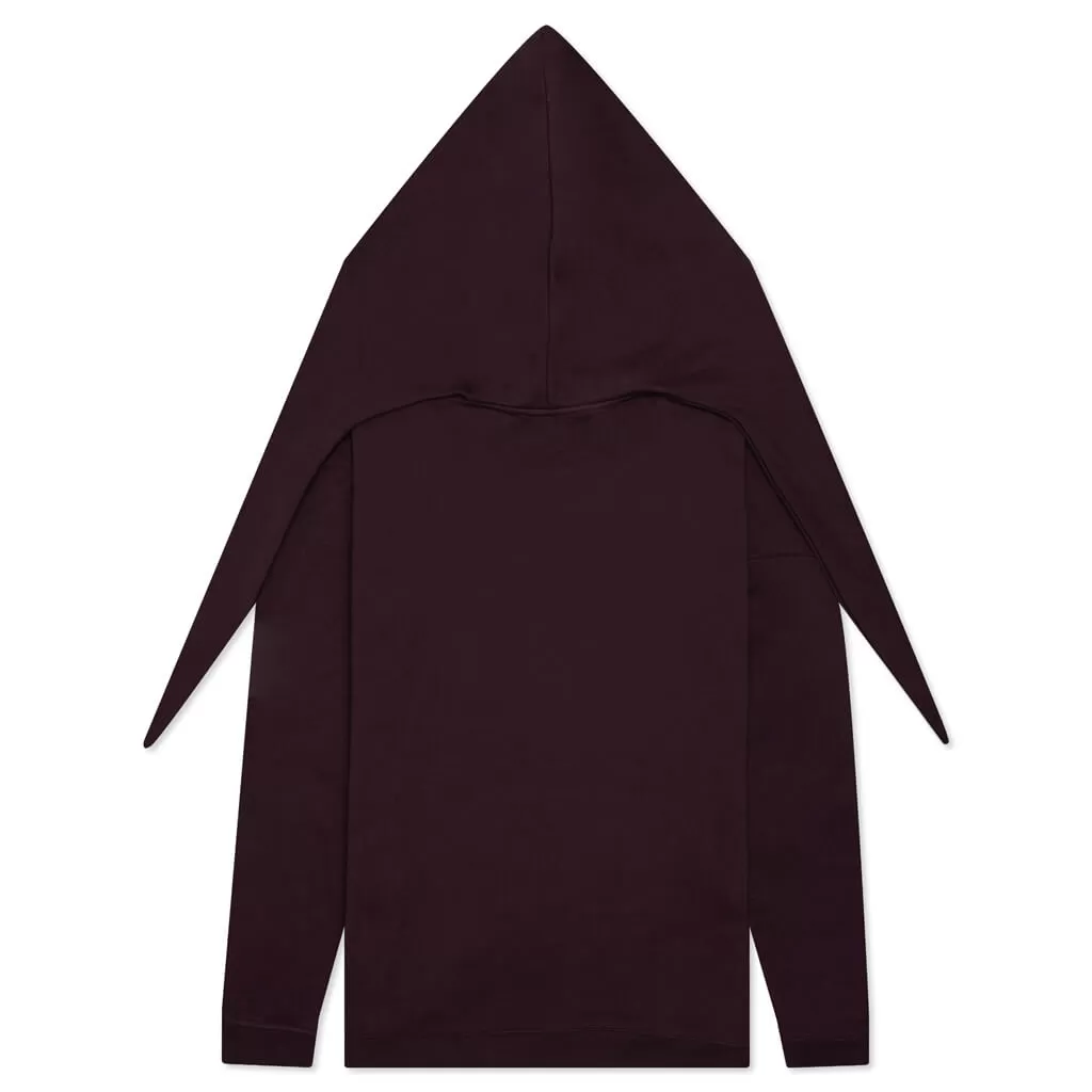 Regular Fit Hoodie with Knot Hood - Dark Aubergine