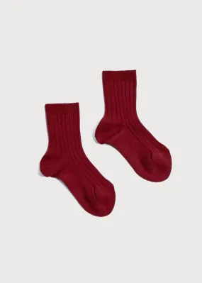 Ribbed Short Socks - Burgundy (0mths-8yrs)