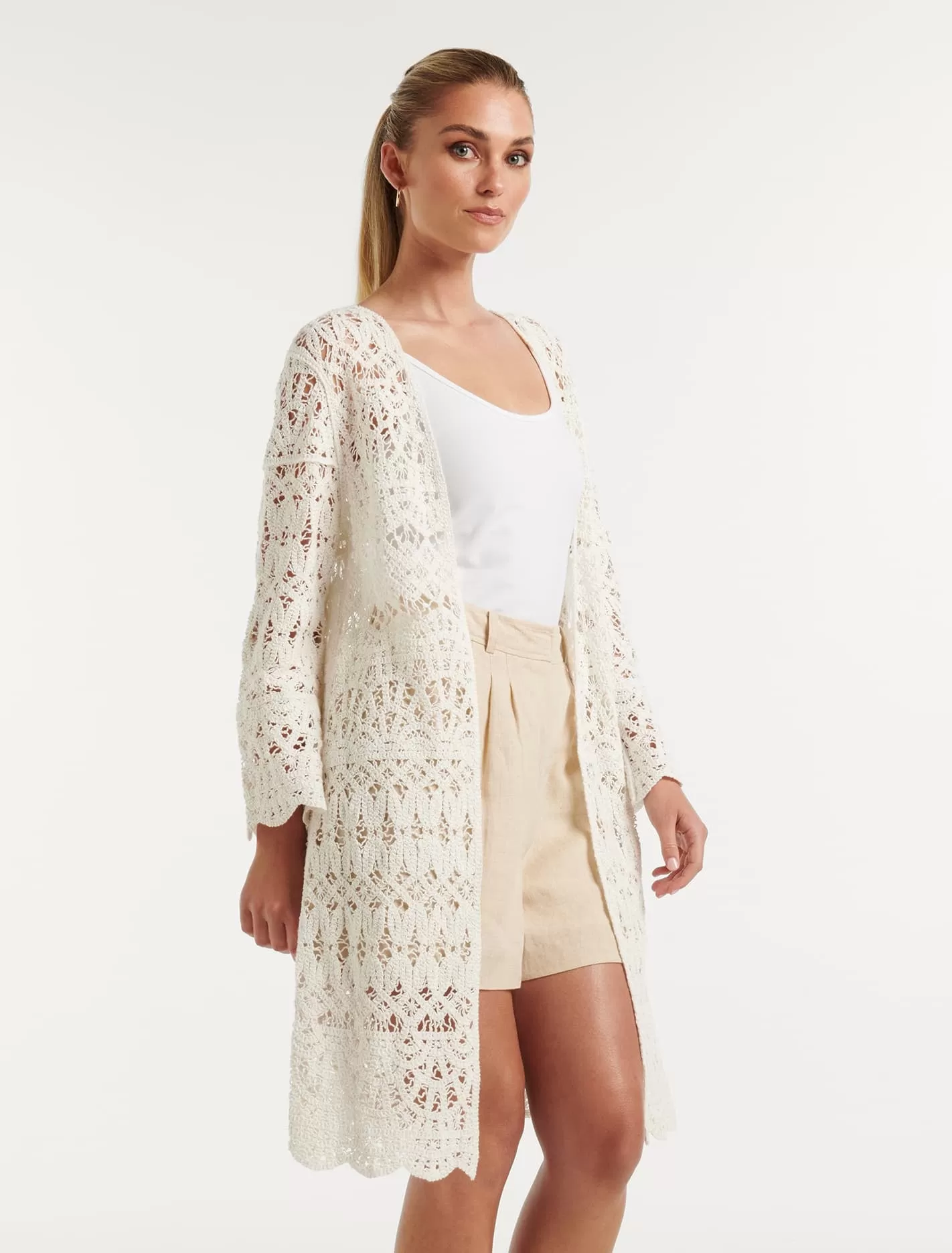 Simona Longline Crochet Kimono