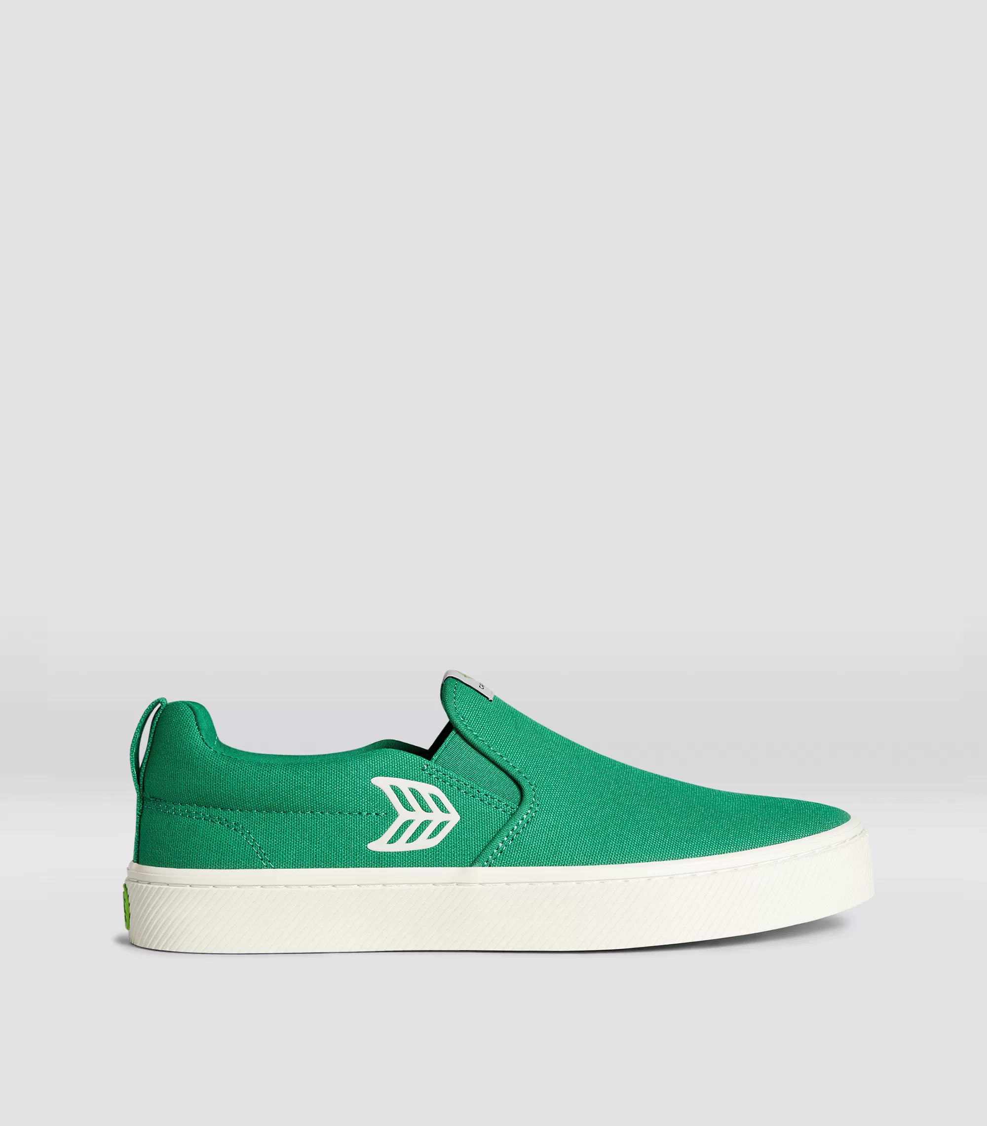 SLIP ON Green Canvas Ivory Logo Sneaker Women