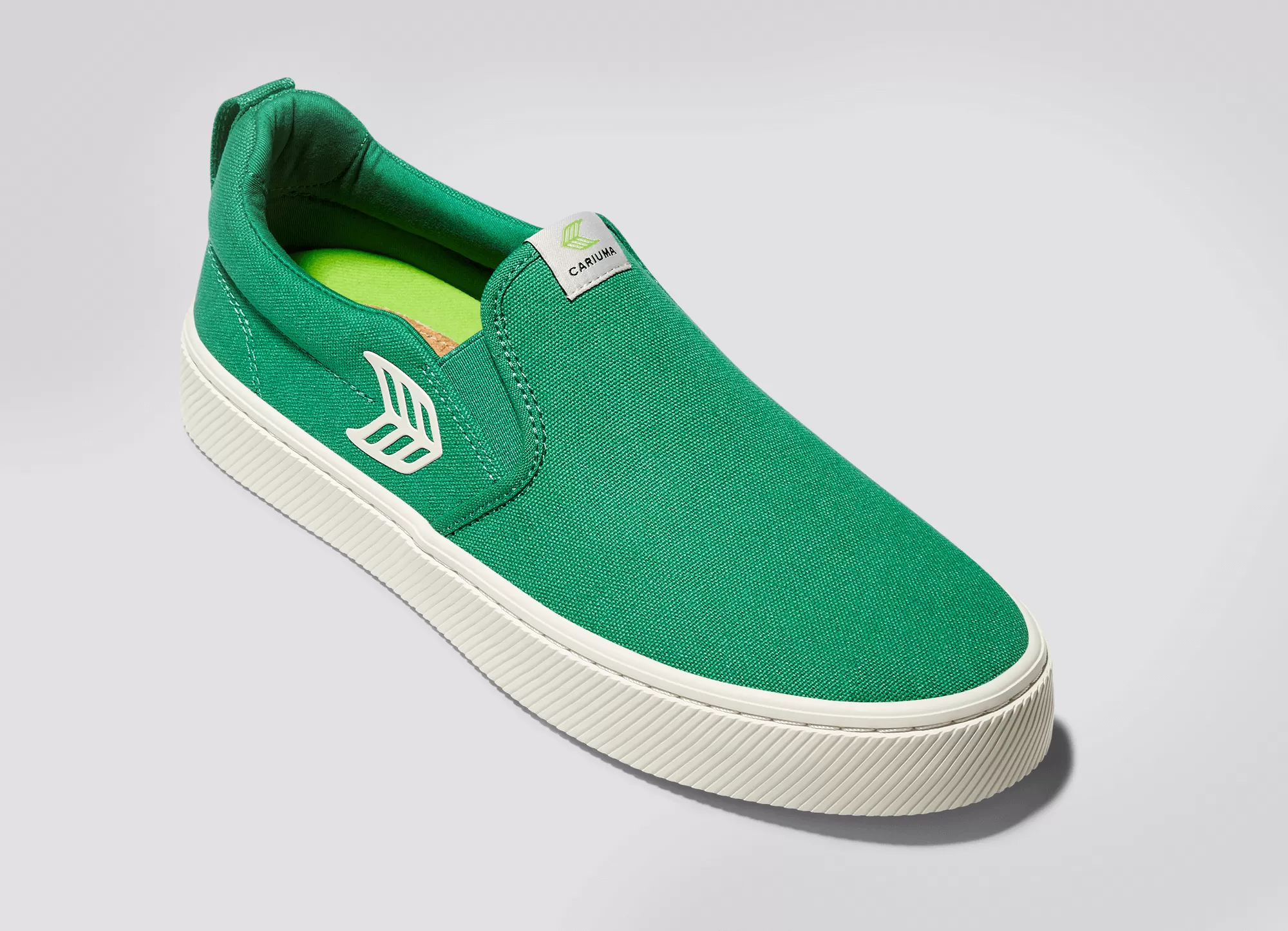 SLIP ON Green Canvas Ivory Logo Sneaker Women