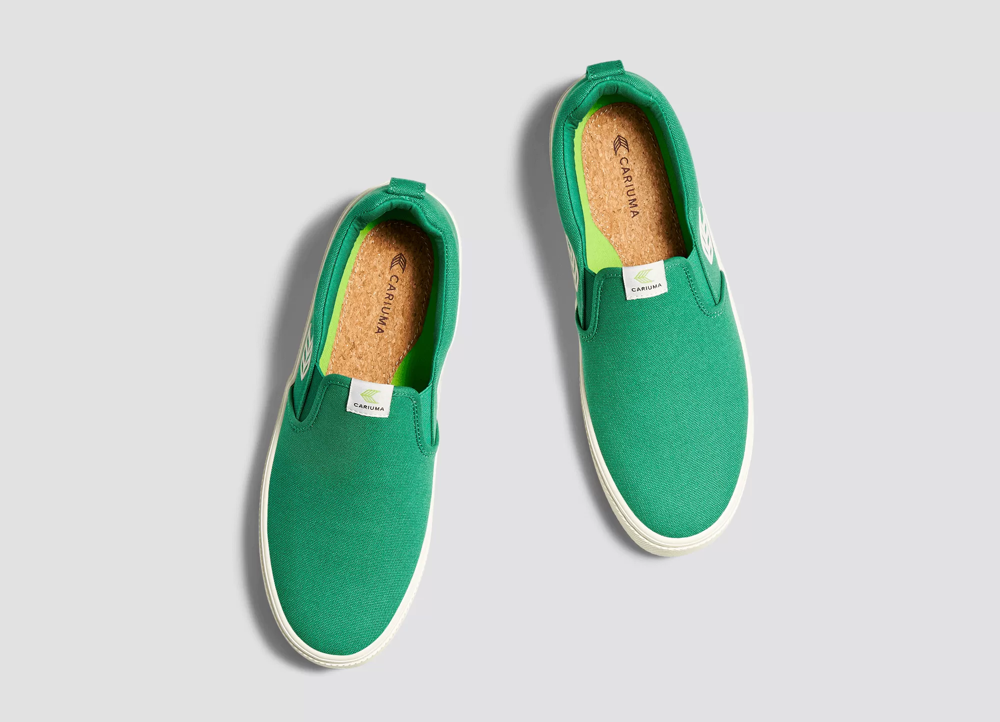 SLIP ON Green Canvas Ivory Logo Sneaker Women