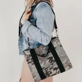 Small Grey Camo Crossbody Tote