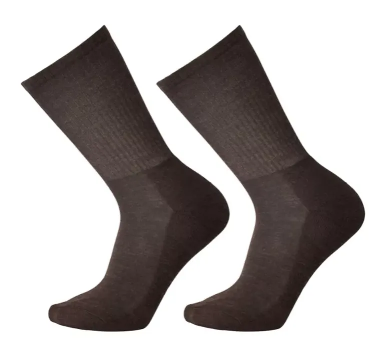 Smartwool Mens 2-Pack Heathered Rib Crew Socks- Chestnut