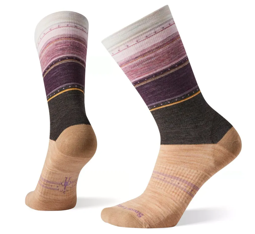 Smartwool Womens Sulawesi Stripe Crew Socks- Camel