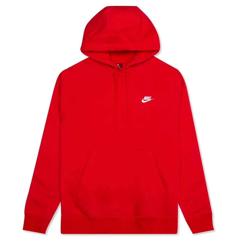 Sportswear Club Fleece Pullover Hoodie - University Red/White