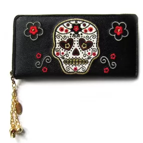 Sugar Skull Gold Trim Wallet