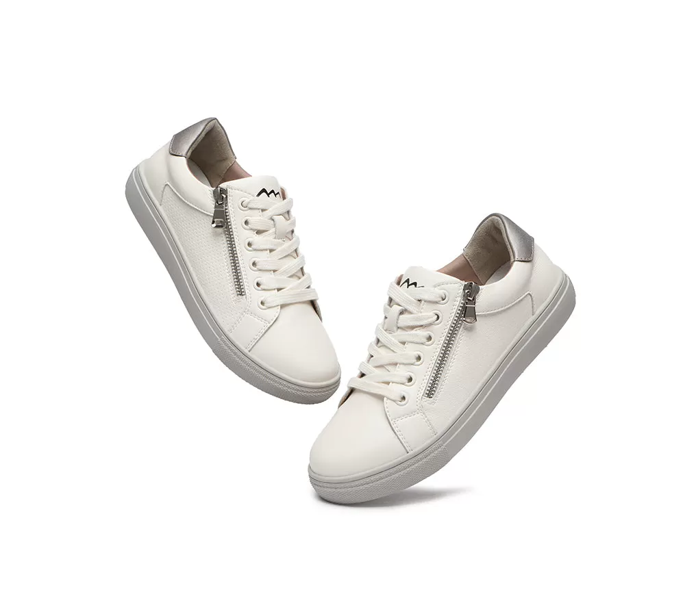 TARRAMARRA Zip Decor Low-Top Leather White Sneakers Women Chloe