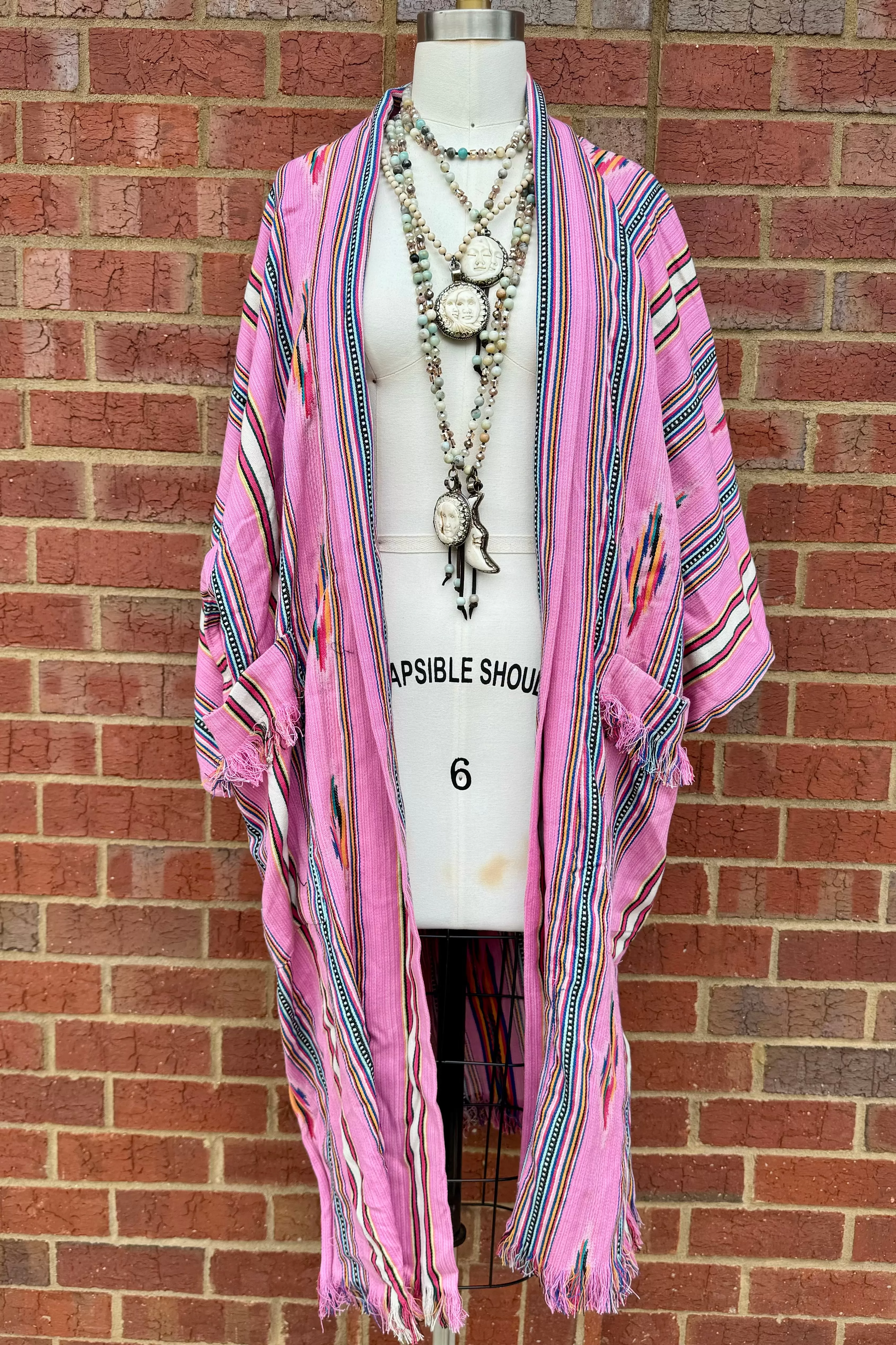 Tickled Pink Frayed Cardigan Kimono by SAACHI