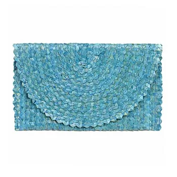 Turquoise Straw Clutch Purse