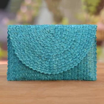 Turquoise Straw Clutch Purse