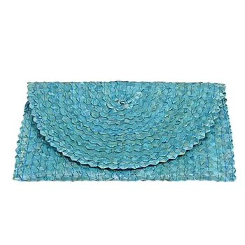 Turquoise Straw Clutch Purse