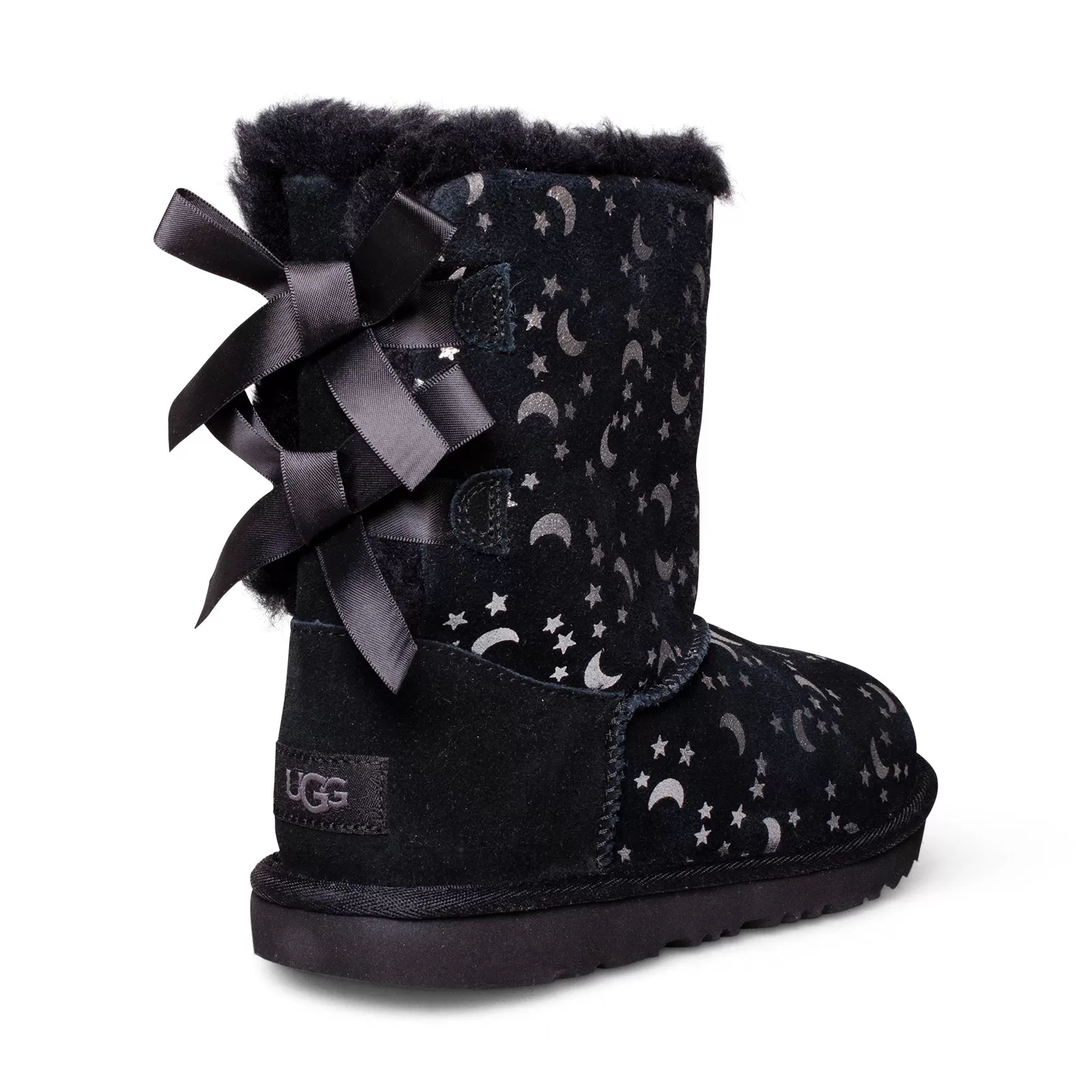 UGG Bailey Bow Moon And Stars Black Boots - Youth