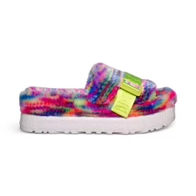 UGG Fluffita Pixelate White Slippers - Women's