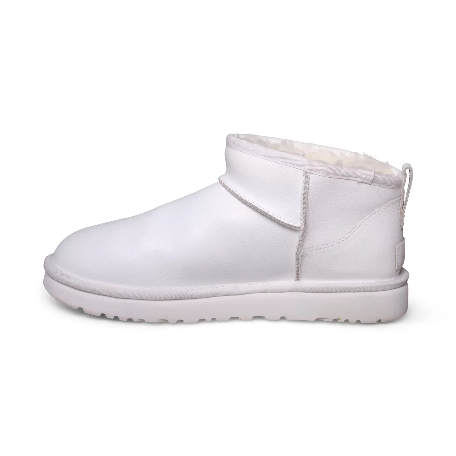 UGG Ultra Mini Leather Pebble White Boots - Women's