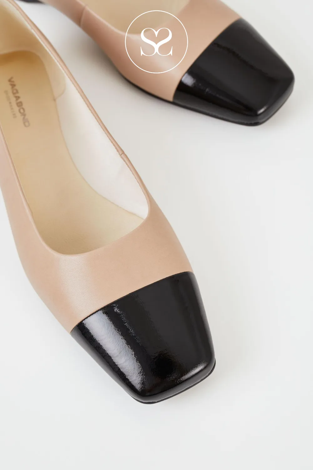 VAGABOND DELIA BEIGE LEATHER FLAT PUMP SHOES