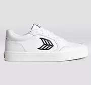 VALLELY White Leather Black Logo Sneaker Women