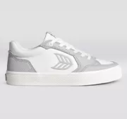 VALLELY White Leather Onyx Grey Accents Sneaker Men