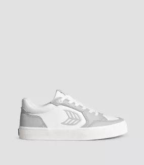 VALLELY White Leather Onyx Grey Accents Sneaker Women