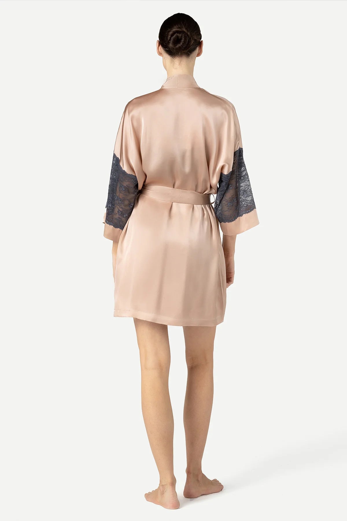 Viva Sensual Rose Gold Short Silk Kimono