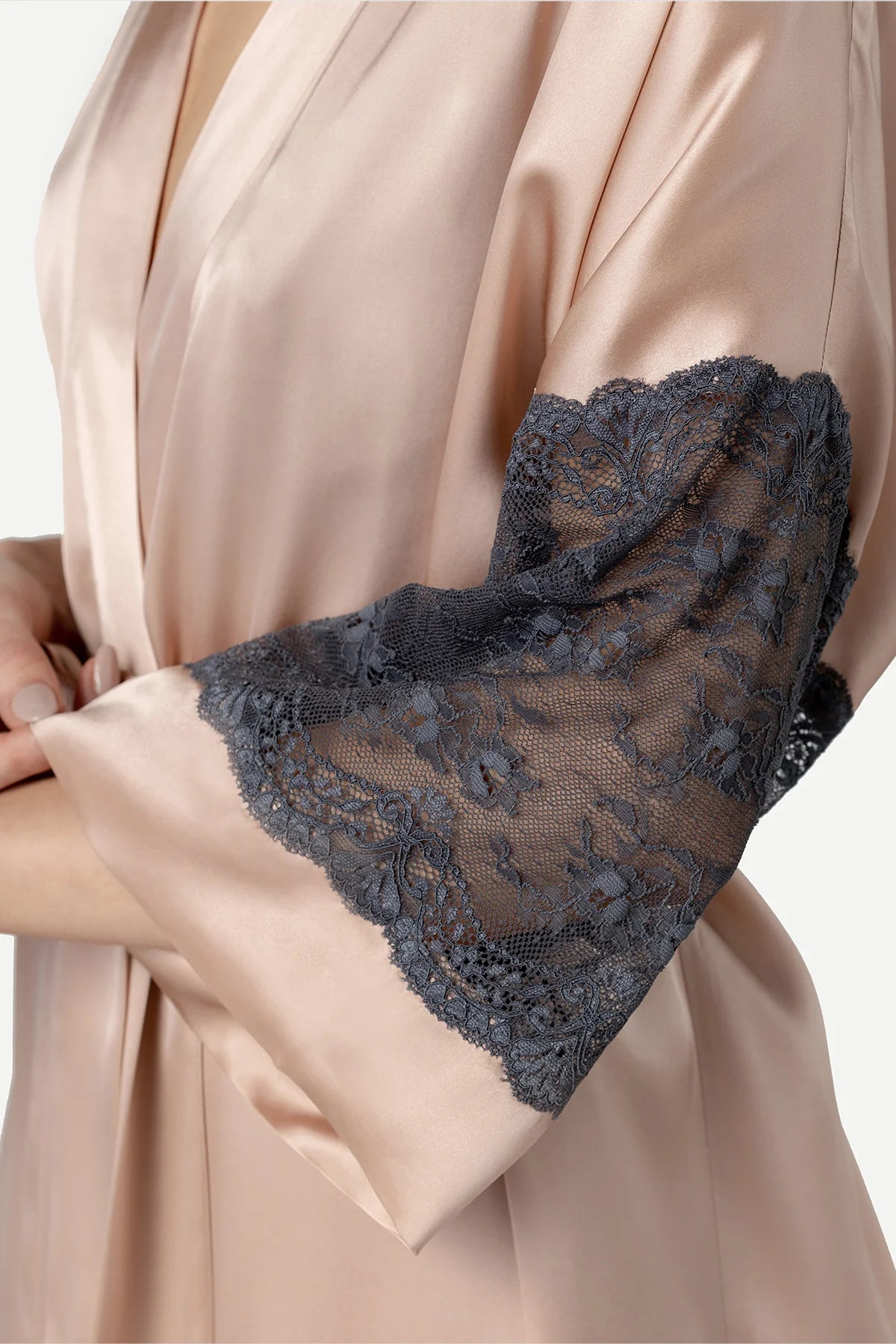 Viva Sensual Rose Gold Short Silk Kimono