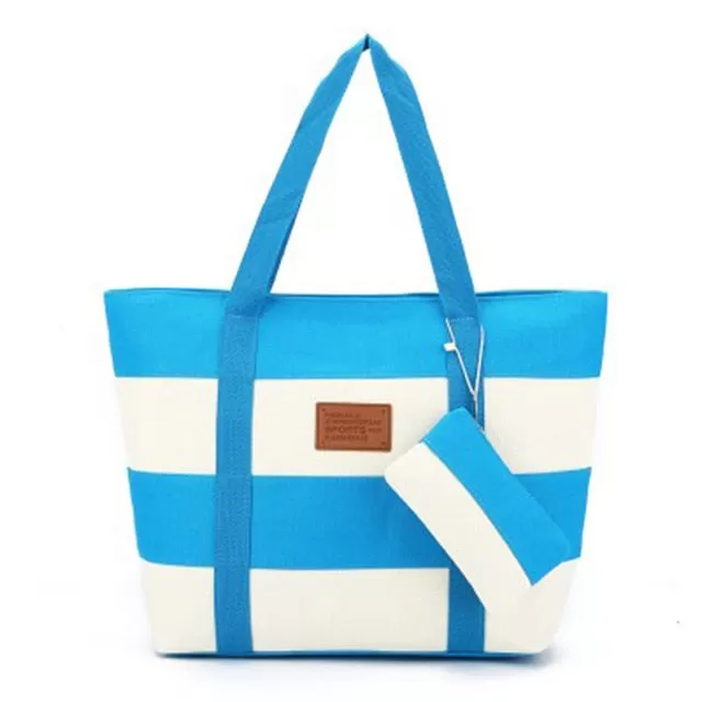 Women Canvas Nautical Beach Bags Fashion Large Handbags Female Shoulder Bag