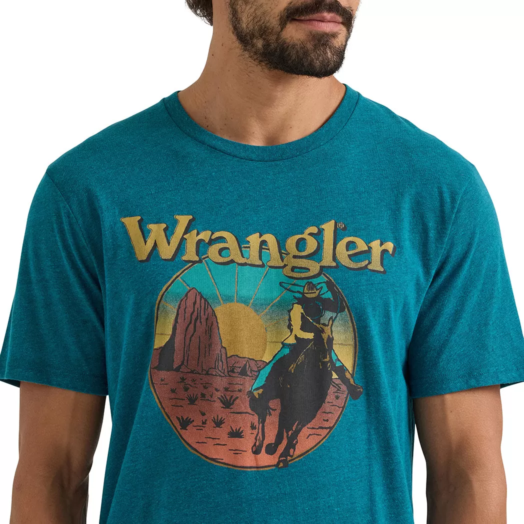 Wrangler Men's Cyan Pepper Heather Graphic T-Shirt