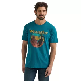 Wrangler Men's Cyan Pepper Heather Graphic T-Shirt