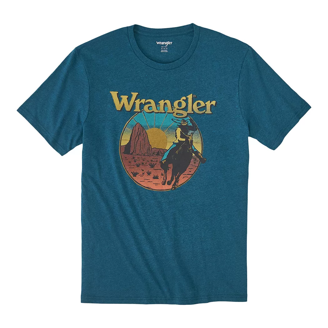 Wrangler Men's Cyan Pepper Heather Graphic T-Shirt